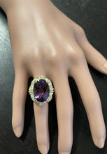 Load image into Gallery viewer, 12.75 Carats Natural Amethyst and Diamond 14K Solid Yellow Gold Ring