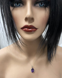 12.20Ct Natural Amethyst and Diamond 14K Solid Yellow Gold Necklace