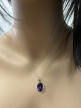 Load image into Gallery viewer, 12.20Ct Natural Amethyst and Diamond 14K Solid Yellow Gold Necklace