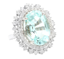 Load image into Gallery viewer, 11.10 Carats Exquisite Natural Aquamarine and Diamond 14K Solid White Gold Ring