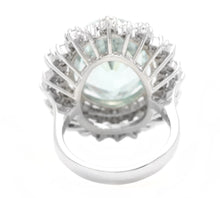 Load image into Gallery viewer, 11.10 Carats Exquisite Natural Aquamarine and Diamond 14K Solid White Gold Ring