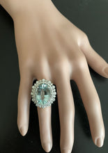 Load image into Gallery viewer, 11.10 Carats Exquisite Natural Aquamarine and Diamond 14K Solid White Gold Ring