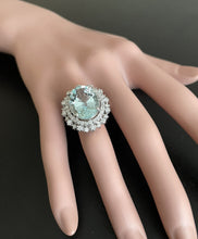 Load image into Gallery viewer, 11.10 Carats Exquisite Natural Aquamarine and Diamond 14K Solid White Gold Ring