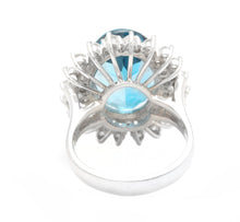 Load image into Gallery viewer, 14.80 Carats Impressive Natural London Blue Topaz and Diamond 14K Solid White Gold Ring