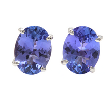 Load image into Gallery viewer, 4.00 Carats Natural Tanzanite 14K Solid White Gold Stud Earrings
