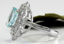 Load image into Gallery viewer, 3.80 Carats Natural Aquamarine and Diamond 14K Solid White Gold Ring
