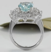 Load image into Gallery viewer, 3.80 Carats Natural Aquamarine and Diamond 14K Solid White Gold Ring