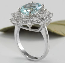 Load image into Gallery viewer, 3.80 Carats Natural Aquamarine and Diamond 14K Solid White Gold Ring