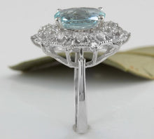Load image into Gallery viewer, 3.80 Carats Natural Aquamarine and Diamond 14K Solid White Gold Ring