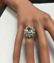 Load image into Gallery viewer, 3.80 Carats Natural Aquamarine and Diamond 14K Solid White Gold Ring