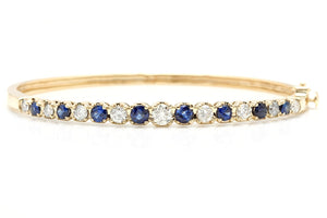 4.00ct Natural Diamond and Sapphire 14k Solid Yellow Gold Bracelet