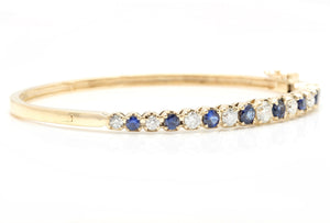 4.00ct Natural Diamond and Sapphire 14k Solid Yellow Gold Bracelet