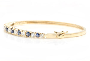 4.00ct Natural Diamond and Sapphire 14k Solid Yellow Gold Bracelet