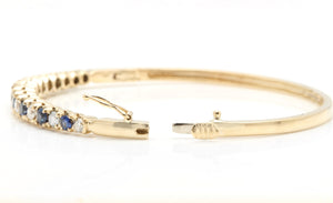 4.00ct Natural Diamond and Sapphire 14k Solid Yellow Gold Bracelet