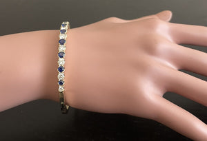 4.00ct Natural Diamond and Sapphire 14k Solid Yellow Gold Bracelet