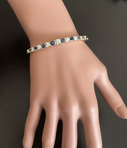 4.00ct Natural Diamond and Sapphire 14k Solid Yellow Gold Bracelet