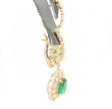 Load image into Gallery viewer, 5.20 Carats Natural Emerald and Diamond 14K Solid Yellow Gold Earrings