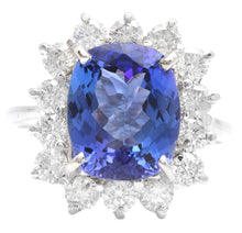 Load image into Gallery viewer, 5.60 Carats Natural Very Nice Looking Tanzanite and Diamond 14K Solid White Gold Ring