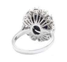 Load image into Gallery viewer, 8.80 Carats Exquisite Natural Blue Sapphire and Diamond 14K Solid White Gold Ring