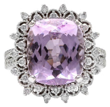 Load image into Gallery viewer, 7.00 Carats Natural Kunzite and Diamond 14K Solid White Gold Ring