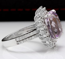 Load image into Gallery viewer, 7.00 Carats Natural Kunzite and Diamond 14K Solid White Gold Ring