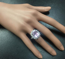 Load image into Gallery viewer, 7.00 Carats Natural Kunzite and Diamond 14K Solid White Gold Ring
