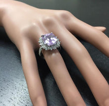 Load image into Gallery viewer, 7.00 Carats Natural Kunzite and Diamond 14K Solid White Gold Ring
