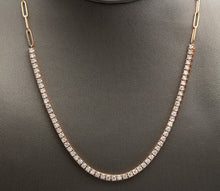 Load image into Gallery viewer, Gorgeous 5.00Ct Natural Diamond 14k Solid Rose Gold Tennis Paper Clip Style Necklace