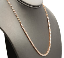 Load image into Gallery viewer, Gorgeous 5.00Ct Natural Diamond 14k Solid Rose Gold Tennis Paper Clip Style Necklace