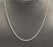 Load image into Gallery viewer, Gorgeous 2.80Ct Natural Diamond 14k Solid Two-Tone Gold Tennis Paper Clip Style Necklace