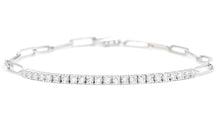 Load image into Gallery viewer, 0.90 Carats Stunning Natural Diamond 14K Solid White Gold Tennis Paperclip Style Bracelet