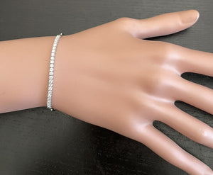 0.90 Carats Stunning Natural Diamond 14K Solid White Gold Tennis Paperclip Style Bracelet