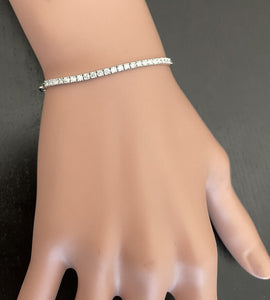 0.90 Carats Stunning Natural Diamond 14K Solid White Gold Tennis Paperclip Style Bracelet