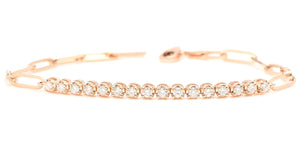 0.60 Carats Stunning Natural Diamond 14K Solid Rose Gold Tennis Paperclip Style Bracelet