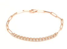 Load image into Gallery viewer, 0.60 Carats Stunning Natural Diamond 14K Solid Rose Gold Tennis Paperclip Style Bracelet