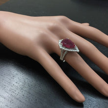 Load image into Gallery viewer, 8.70 Carats Impressive Natural Red Ruby and Diamond 14K White Gold Ring