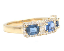 Load image into Gallery viewer, 1.70ct Natural Blue Sapphire and Diamond 14k Solid Yellow Gold Ring
