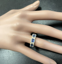 Load image into Gallery viewer, 1.70ct Natural Blue Sapphire and Diamond 14k Solid Yellow Gold Ring