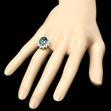 Load image into Gallery viewer, 4.50 Carats Natural Blue Topaz and Diamond 14K Solid White Gold Ring