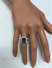 Load image into Gallery viewer, 5.80 Carats Natural Very Nice Looking Tanzanite and Diamond 14K Solid White Gold Ring