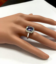Load image into Gallery viewer, 5.80 Carats Natural Very Nice Looking Tanzanite and Diamond 14K Solid White Gold Ring
