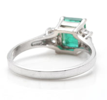 Load image into Gallery viewer, 1.62 Carats Natural Emerald and Diamond 14K Solid White Gold Ring
