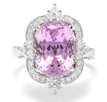 Load image into Gallery viewer, 8.15 Carats Natural Kunzite and Diamond 14K Solid White Gold Ring