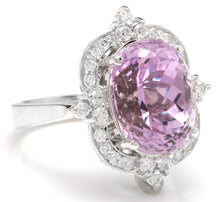 Load image into Gallery viewer, 8.15 Carats Natural Kunzite and Diamond 14K Solid White Gold Ring