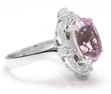 Load image into Gallery viewer, 8.15 Carats Natural Kunzite and Diamond 14K Solid White Gold Ring