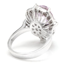 Load image into Gallery viewer, 8.15 Carats Natural Kunzite and Diamond 14K Solid White Gold Ring