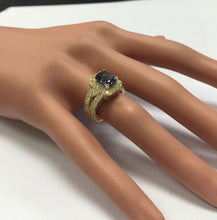 Load image into Gallery viewer, 3.30 Carat Natural Tanzanite and Diamond 18 Karat Solid Gold Ring