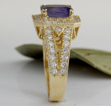 Load image into Gallery viewer, 3.30 Carat Natural Tanzanite and Diamond 18 Karat Solid Gold Ring