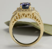 Load image into Gallery viewer, 3.30 Carat Natural Tanzanite and Diamond 18 Karat Solid Gold Ring