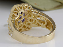 Load image into Gallery viewer, 3.30 Carat Natural Tanzanite and Diamond 18 Karat Solid Gold Ring